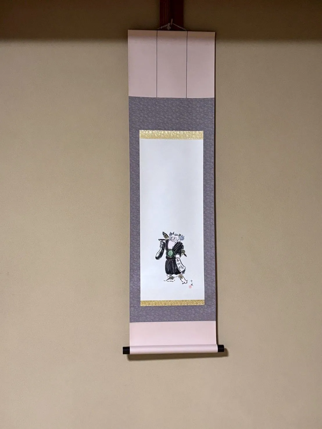 【掛軸】大津絵　鬼念仏　幸風作　郷土画　　縁起物　（Hanging Scroll “Otsu-e Oni Nenbutsu” by Kofu – Folk Art Lucky Painting  ）